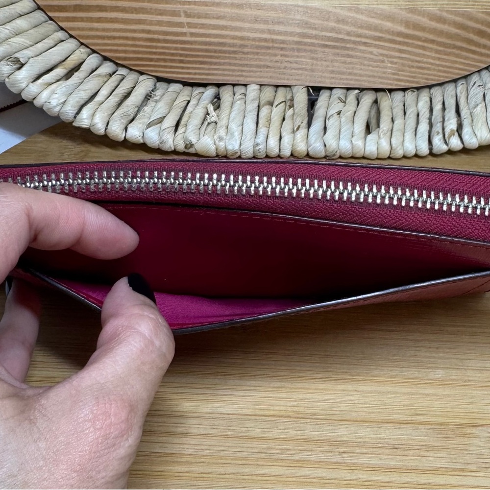 Coach Darcy Shiny Saffiano Leather Long Zip Around Wallet F50438 Fuchsia - Picture 13 of 13